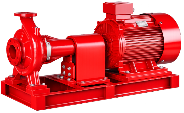 industrial red centrifugal pump assembly