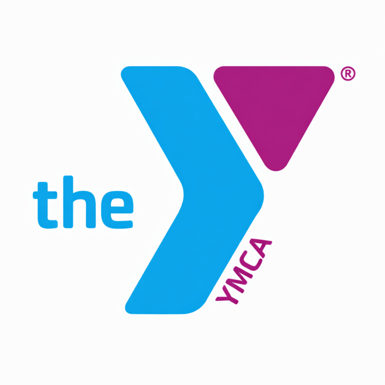 ymca logo design in blue and magenta